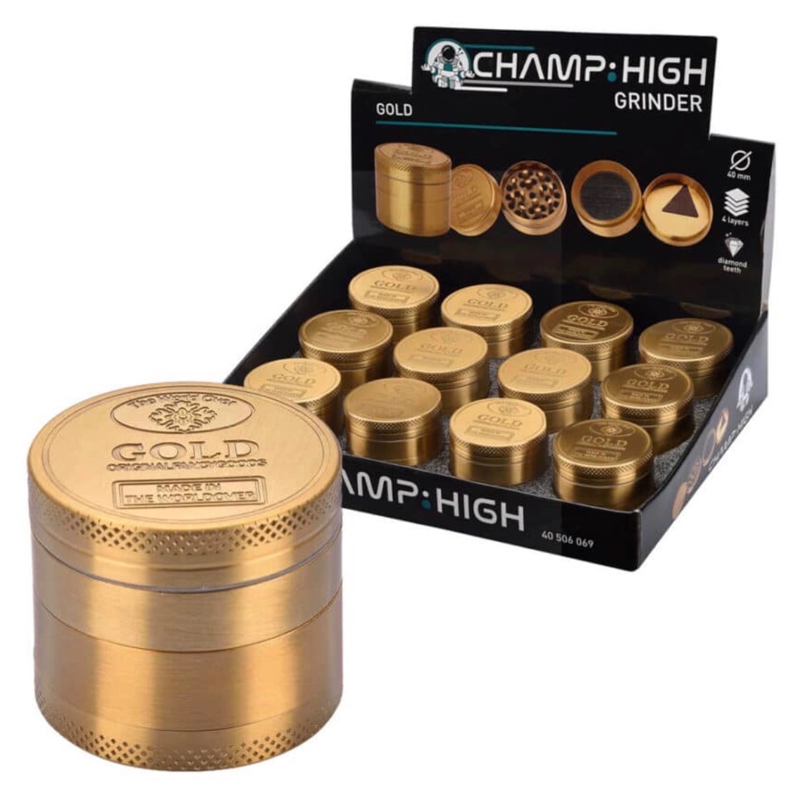 Grinder Gold 40 mm – 4 étages – Champ High
